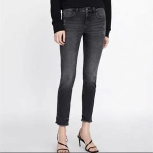 Womens Zara Basic Distressed Black Denim Jeans Sz 2
